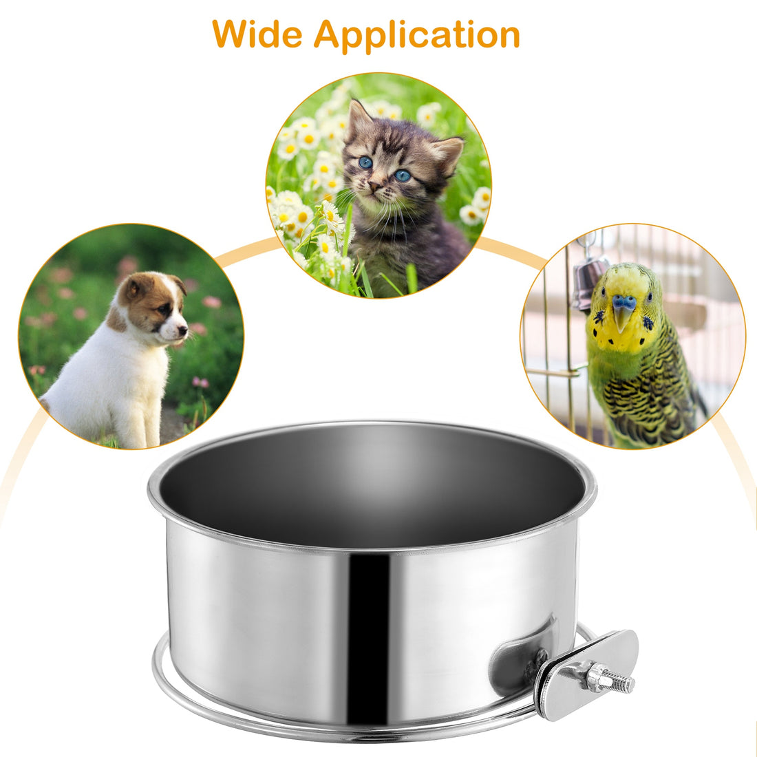 Stainless Steel Hanging Pet Bowl with Clamp