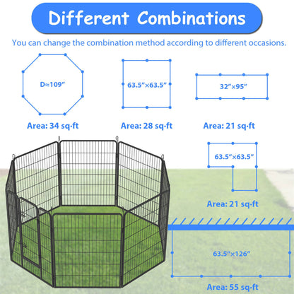 Heavy-Duty 8 Foldable Panels Dog Playpen