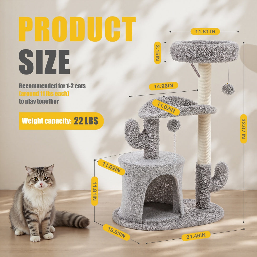 Cat Tree Scratching Post with Curved Bed
