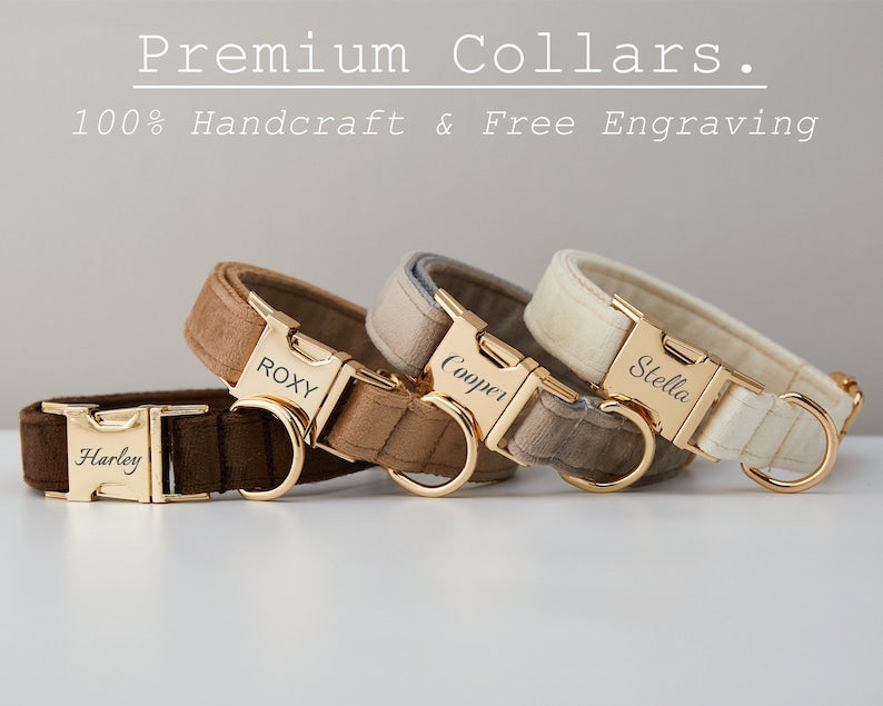 Personalized Adjustable Velvet Dog Collar