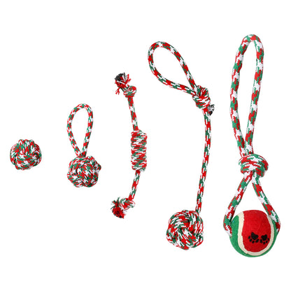 5Pcs Christmas Dog Rope Chew Toys