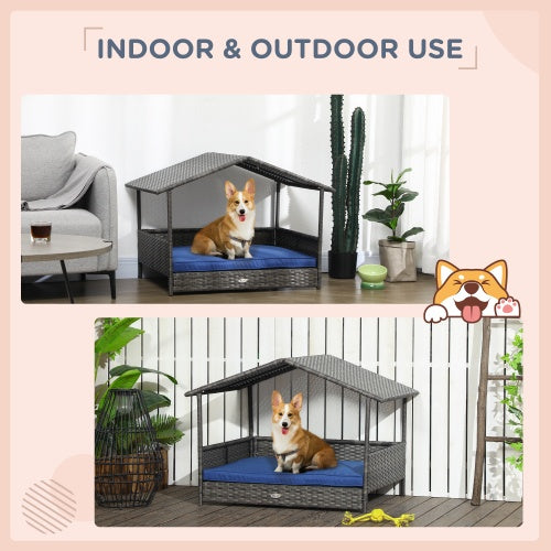 Wicker Dog House With Canopy