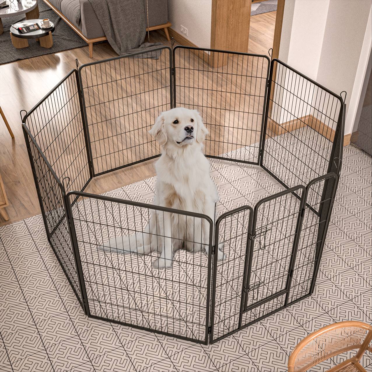 Heavy-Duty 8 Foldable Panels Dog Playpen