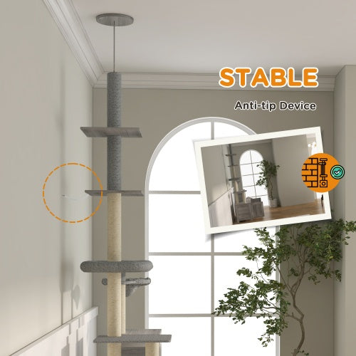 2-In-1 Floor-to-Ceiling Cat Tower With Litter Box