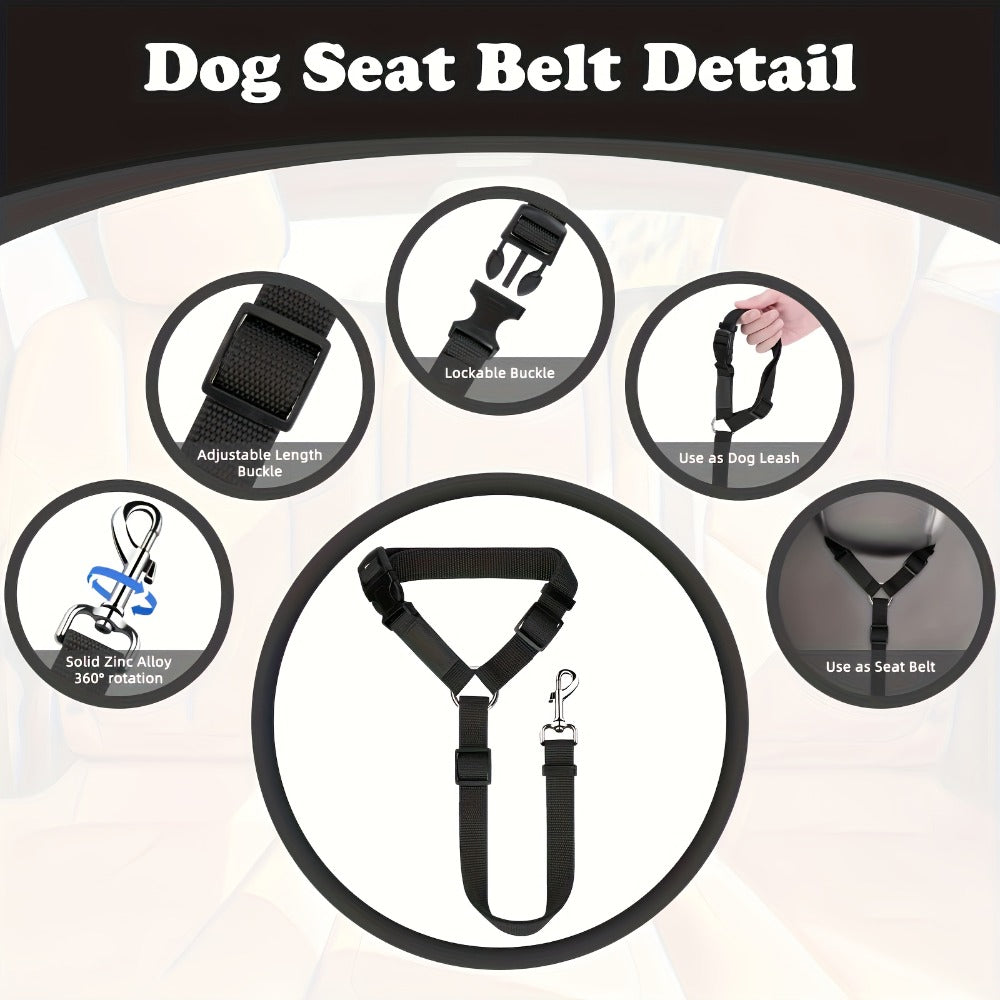 2-Pack Dog & Cat Safety Seat Belt Straps