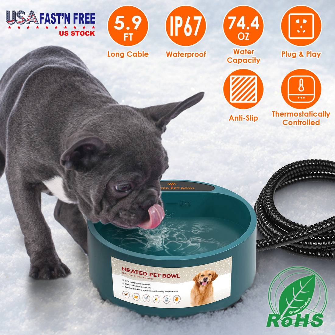 Thermal Dish Heated Water Pet Bowl