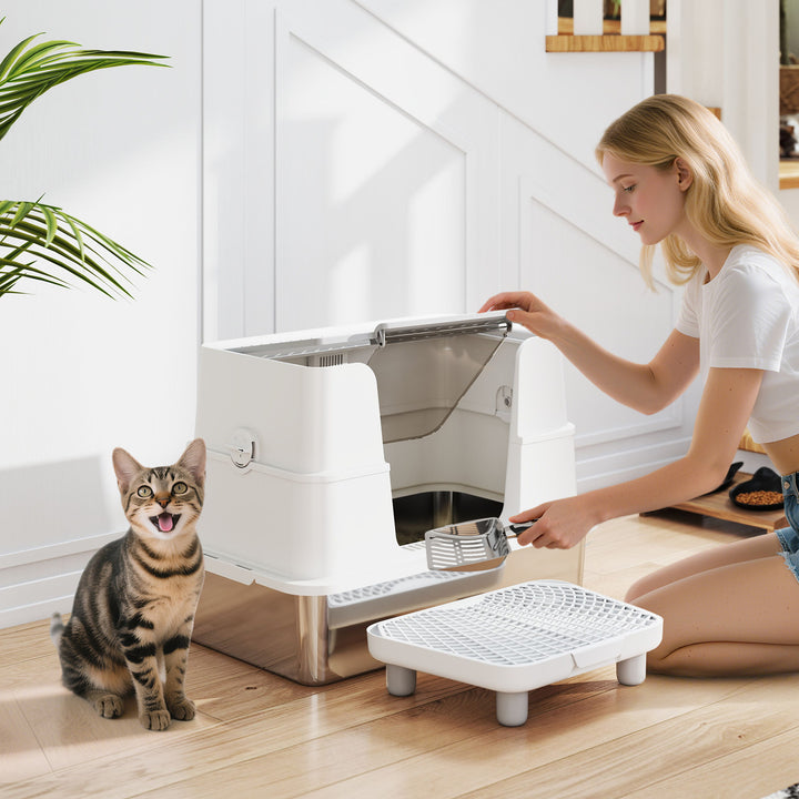 Stainless Steel Durable Enclosed Cat Litter Box