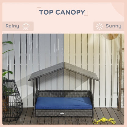 Wicker Dog House With Canopy