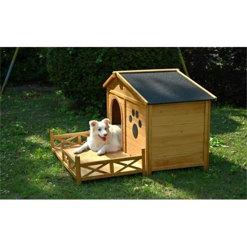 Wooden Dog House Outdoor With Porch