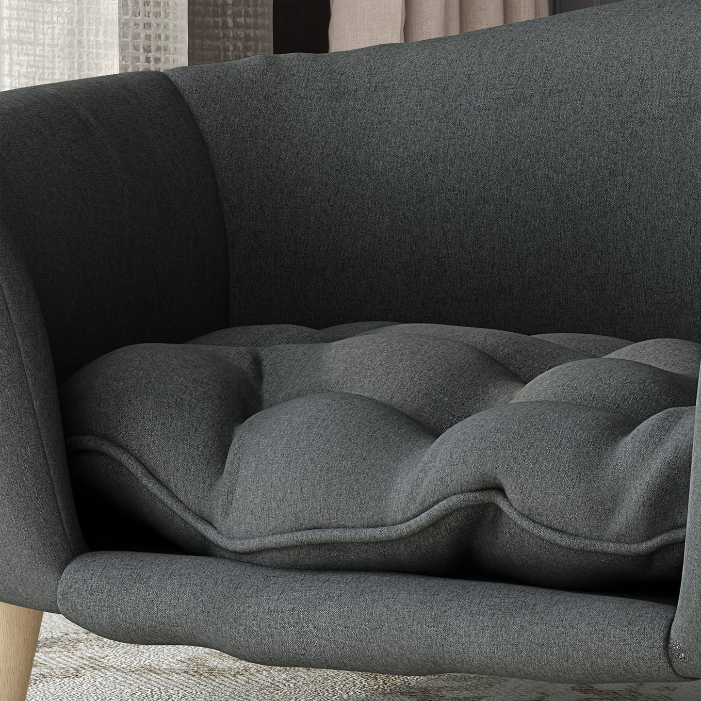 Tufted Cushion Dog Bed with Birch Legs