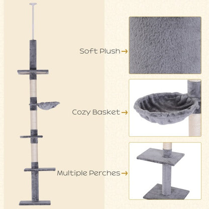 Floor To Ceiling Vertical Cat Tree Scratching Post