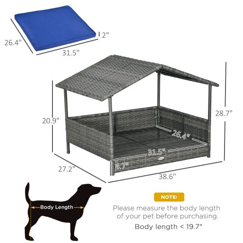 Wicker Dog House With Canopy