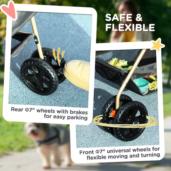 3 In 1 Pet Stroller With Detachable Carrier