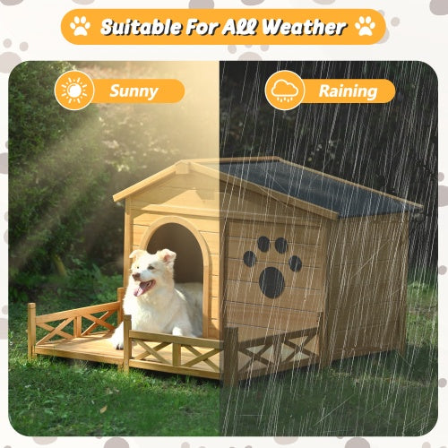 Wooden Dog House Outdoor With Porch