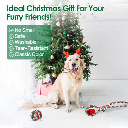 5Pcs Christmas Dog Rope Chew Toys