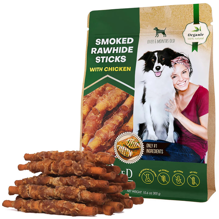 Natural Rawhide Chicken Sticks for Dogs