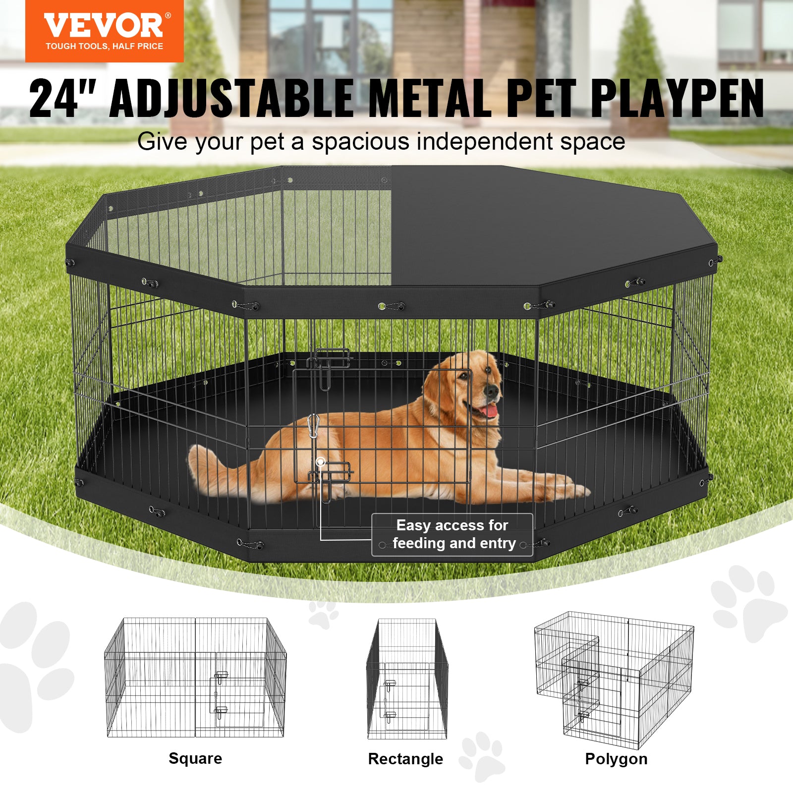 Dog Playpen 8 Panels Foldable