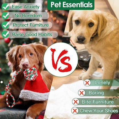 5Pcs Christmas Dog Rope Chew Toys