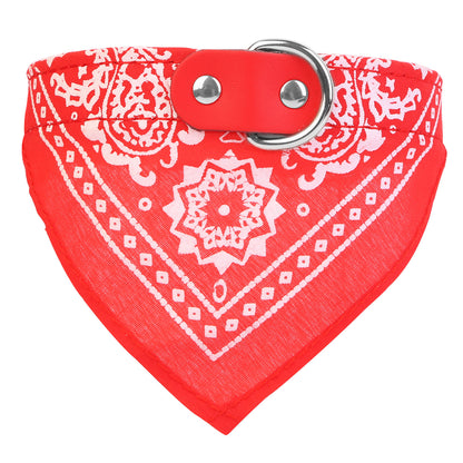 Adjustable Bandana Leather Pet Collar