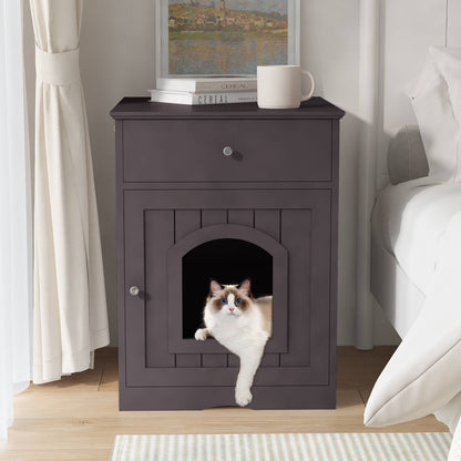 Wooden Indoor Cat House With Drawer