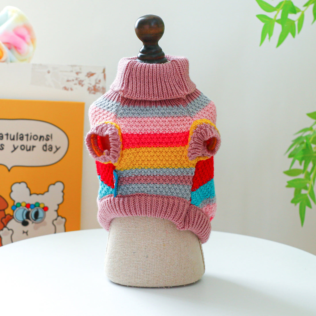 Rainbow Colorful Stripes Pet Sweater
