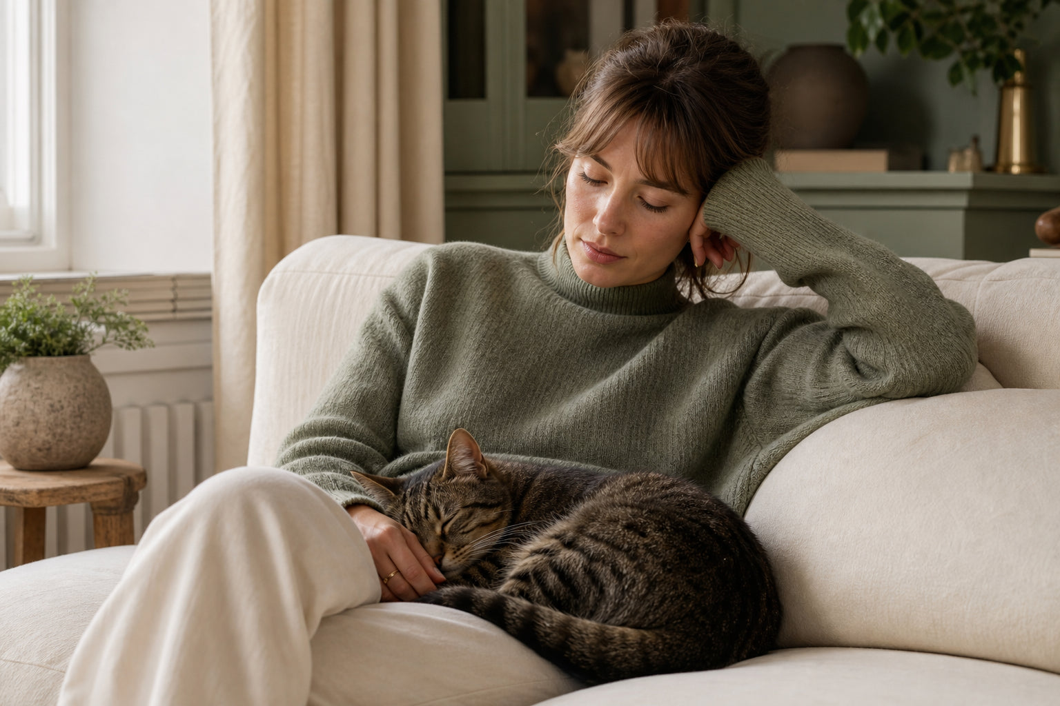 A person resting at home
